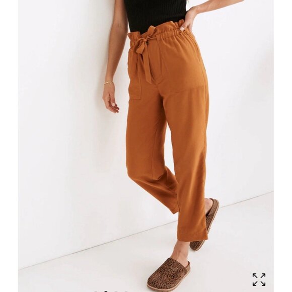 MADEWELL Dunaway Paperbag Pants Size M High Waist Belted Golden Pecan - Picture 2 of 7